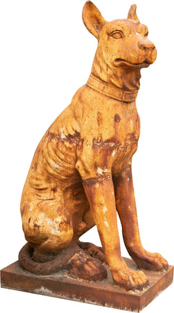Biscottini-Vecchia-statua-raffigurante-un-cane-seduto-in-fusione-di-ghisa