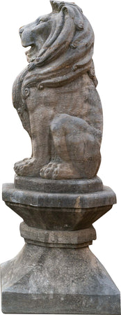 Biscottini-Vecchia-statua-raffigurante-una-coppia-di-leoni-in-pietra