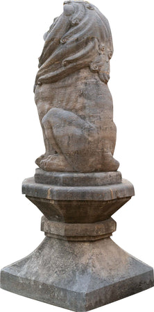Biscottini-Vecchia-statua-raffigurante-una-coppia-di-leoni-in-pietra