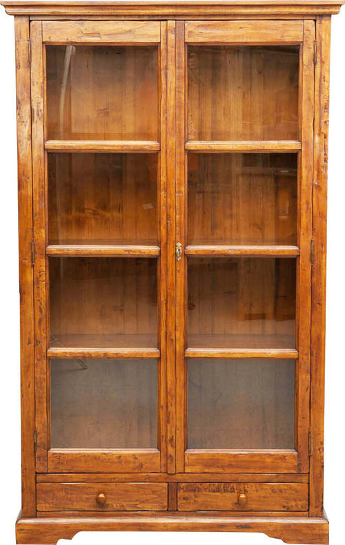 Biscottini-Vetrina-Country-in-legno-massello-di-tiglio-finitura-noce-L109xPR36xH180-cm.-Made-in-Italy