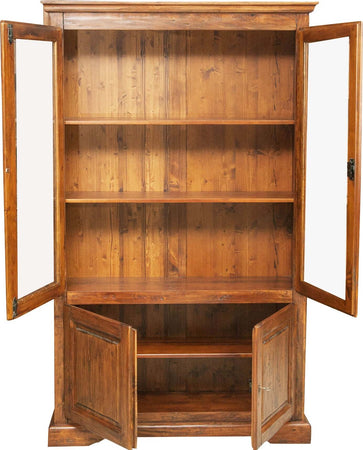 Biscottini-Vetrina-Country-in-legno-massello-di-tiglio-finitura-noce-L120xPR37xH197-cm.-Made-in-Italy