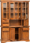 Biscottini-Vetrina-Country-in-legno-massello-di-tiglio-finitura-noce-L156xPR50xH200-cm.-Made-in-Italy