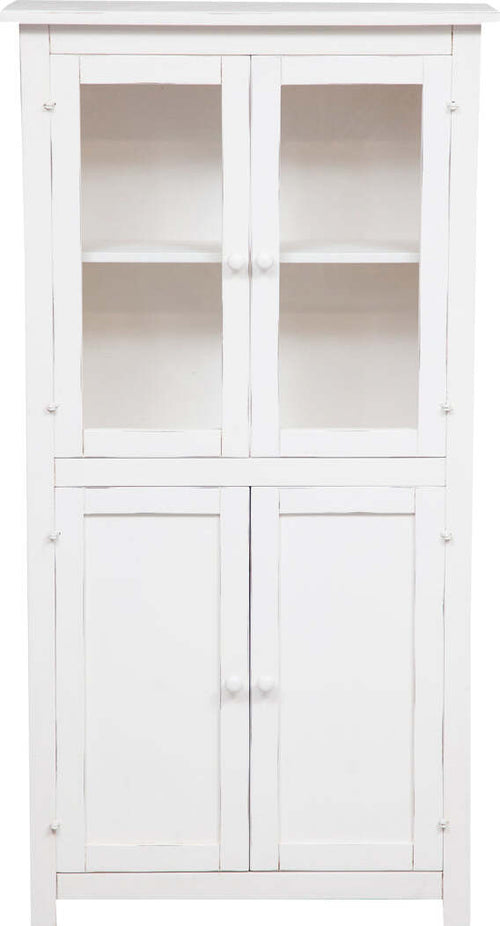 Biscottini-Vetrina-Credenza-Country-in-legno-massello-di-tiglio-finitura-bianca-anticata-L68xPR25xH130-cm.-Made-in-Italy