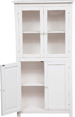 Biscottini-Vetrina-Credenza-Country-in-legno-massello-di-tiglio-finitura-bianca-anticata-L68xPR25xH130-cm.-Made-in-Italy