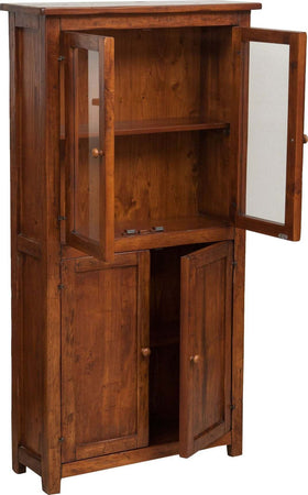 Biscottini-Vetrina-Credenza-Country-in-legno-massello-di-tiglio-finitura-noce-L68xPR25xH130-cm.-Made-in-Italy