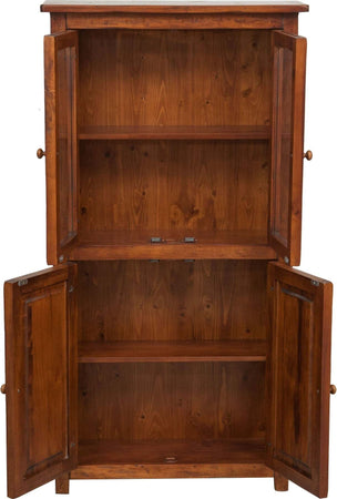 Biscottini-Vetrina-Credenza-Country-in-legno-massello-di-tiglio-finitura-noce-L68xPR25xH130-cm.-Made-in-Italy