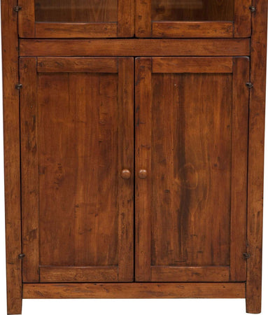 Biscottini-Vetrina-Credenza-Country-in-legno-massello-di-tiglio-finitura-noce-L68xPR25xH130-cm.-Made-in-Italy