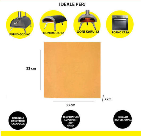 Biscotto Di Casapulla 33x33x2cm Piastra Per Pizza da Forno in Pietra 350Gradi Per Ooni Koda 12 Forni Pizza Per la pizza in Casa - San Nicola la Strada, Commerciovirtuoso.it