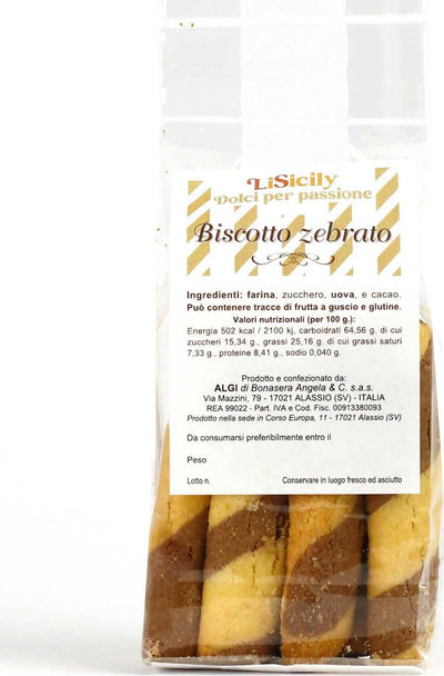 Biscotto Zebrato Artigianale Made in Italy Biscotti Cacao Fatti a Mano 200gr. Biscotti Italiani Tradizionali Classici alimentari LiSicily dolci per passione - Alassio, Commerciovirtuoso.it