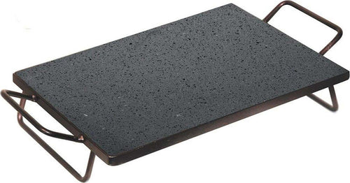 Bistecchiera 30 X 40 Cm Piastra in Pietra Lavica Ollare, Struttura in Metallo Con Manici Piedi Giardino e giardinaggio/Barbecue e picnic/Accessori per barbecue e affumicatori/Griglie per arrostire La Zappa - Altamura, Commerciovirtuoso.it