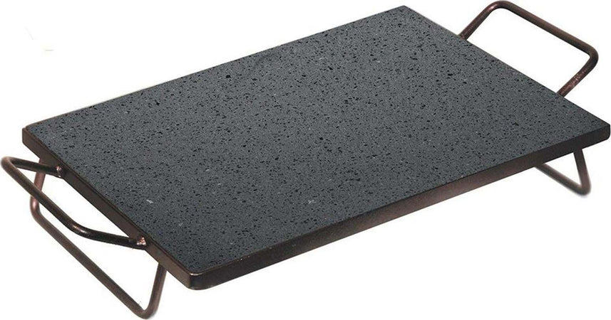 Bistecchiera 30 X 40 Cm Piastra in Pietra Lavica Ollare, Struttura in Metallo Con Manici Piedi Giardino e giardinaggio/Barbecue e picnic/Accessori per barbecue e affumicatori/Griglie per arrostire La Zappa - Altamura, Commerciovirtuoso.it