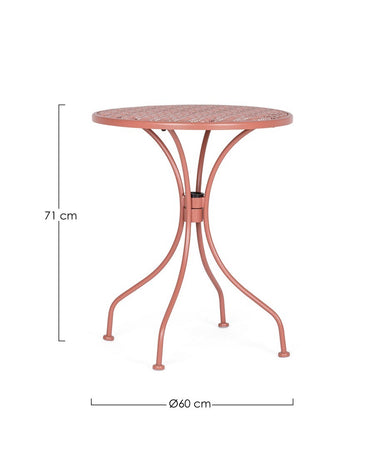 Tavolino rotondo "Lizette" con struttura in acciaio, finitura opaca, per esterno