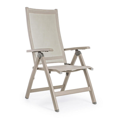 Poltrona reclinabile Victor, color tortora, struttura in alluminio per esterno, seduta comoda