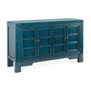 Credenza Jinan, struttura in legno di olmo riciclato, con finitura lucida, maniglie in rame