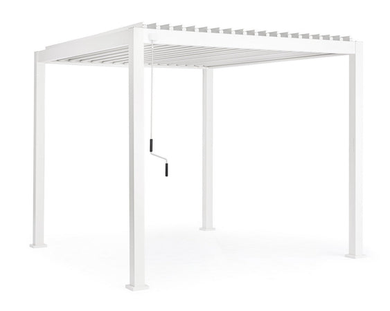 Gazebo pergola Bioclimatica con struttura in alluminio, tetto lamellare orientabile, da giardino e veranda