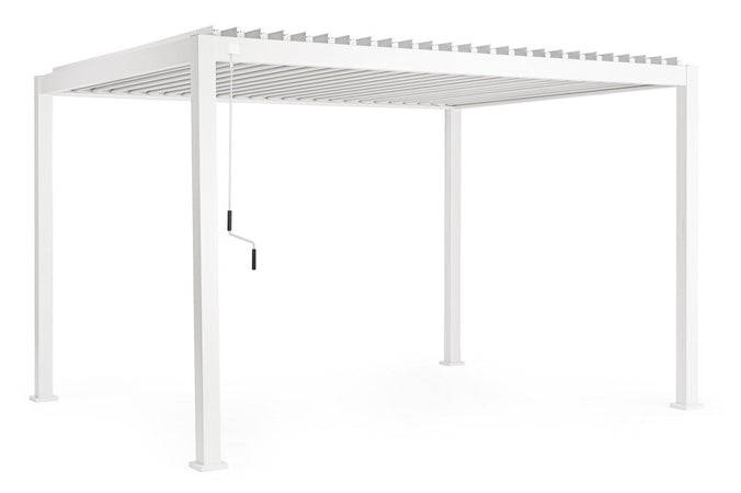 Gazebo pergola Bioclimatica con struttura in alluminio, tetto lamellare orientabile, da giardino e veranda