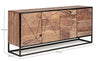 Credenza Egon con struttura in legno di acacia e acciaio, schienale in compensato, stile moderno