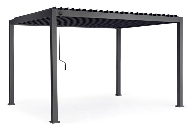Gazebo pergola Bioclimatica con struttura in alluminio, tetto lamellare orientabile, da giardino e veranda