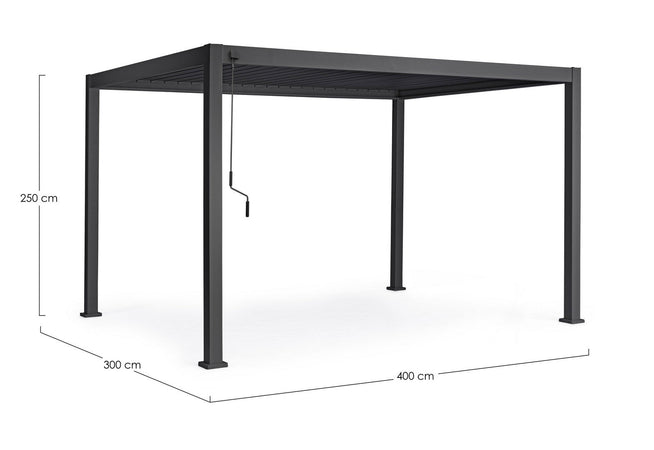 Gazebo pergola Bioclimatica con struttura in alluminio, tetto lamellare orientabile, da giardino e veranda