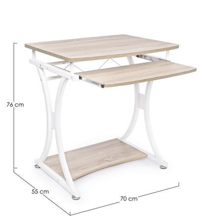 Scrivania "Violet" per PC con piani in MDF, struttura in acciaio verniciato, porta tastiera, 70 x 55 cm