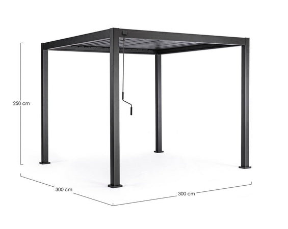 Gazebo pergola Bioclimatica con struttura in alluminio, tetto lamellare orientabile, da giardino e veranda