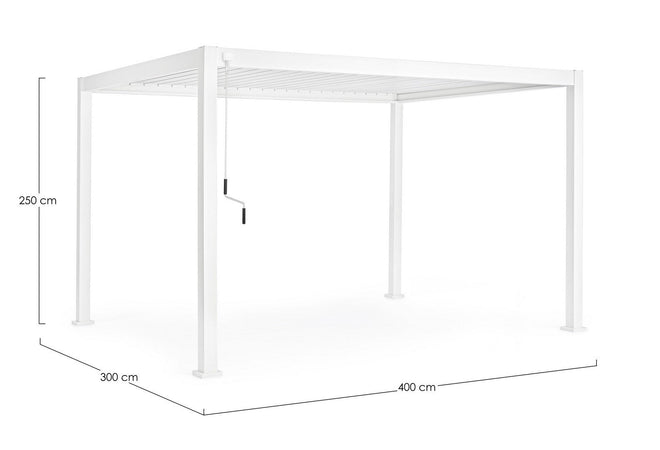 Gazebo pergola Bioclimatica con struttura in alluminio, tetto lamellare orientabile, da giardino e veranda