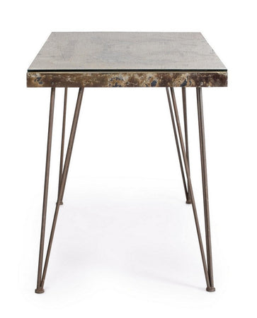 Scrivania "Atlantide" struttura in acciaio anticato, stile industriale, 130 x 65 x 75 cm