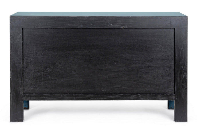 Credenza "Jinan", struttura in legno di olmo riciclato, con finitura lucida, maniglie in rame