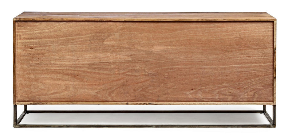 Credenza "Egon" con struttura in legno di acacia e acciaio, schienale in compensato, stile moderno