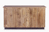 Credenza Tudor con struttura in mango e base in acciaio, stile industriale