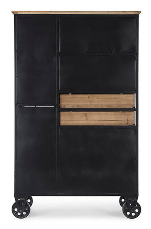 Credenza "Liverpool" con struttura e cassetti in acciaio, stile industriale