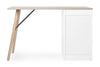 Scrivania Alberta con cassettiera bianca e legno, gambe in legno di pino, piano in MDF, 120 x 60 cm