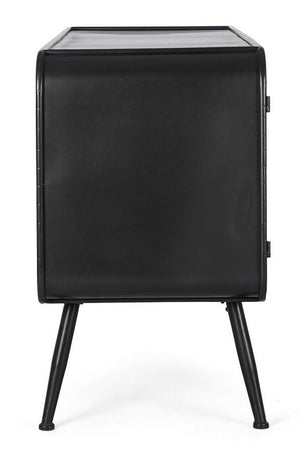 Credenza "Elton" con struttura in acciaio, cassetti in legno di abete, stile vintage