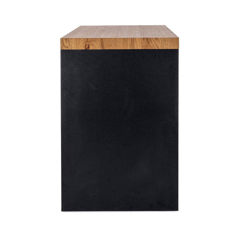 Scrivania "Line" Wood con 2 mensole, piano in mdf, lato in vetro temperato, 120 x 50 cm
