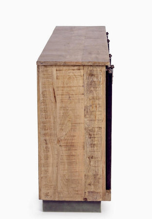 Credenza "Tudor" con struttura in mango e base in acciaio, stile industriale