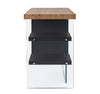 Scrivania Line Wood con 2 mensole, piano in mdf, lato in vetro temperato, 120 x 50 cm