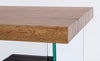 Scrivania Line Wood con 2 mensole, piano in mdf, lato in vetro temperato, 120 x 50 cm