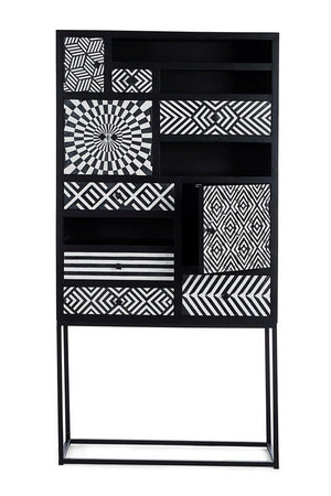 Credenza "Janesh" 4 ante, 6 cassetti, con struttura in legno di mango, stile moderno
