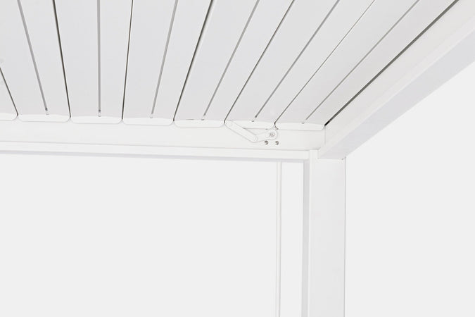 Gazebo pergola Bioclimatica con struttura in alluminio, tetto lamellare orientabile, da giardino e veranda