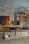 Scrivania Atlantide struttura in acciaio anticato, stile industriale, 130 x 65 x 75 cm