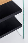 Scrivania Line Wood con 2 mensole, piano in mdf, lato in vetro temperato, 120 x 50 cm