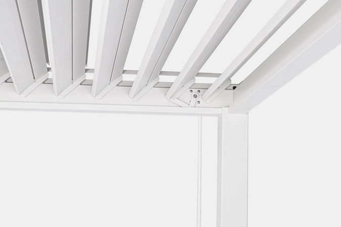 Gazebo pergola Bioclimatica con struttura in alluminio, tetto lamellare orientabile, da giardino e veranda