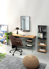 Scrivania Line Wood con 2 mensole, piano in mdf, lato in vetro temperato, 120 x 50 cm