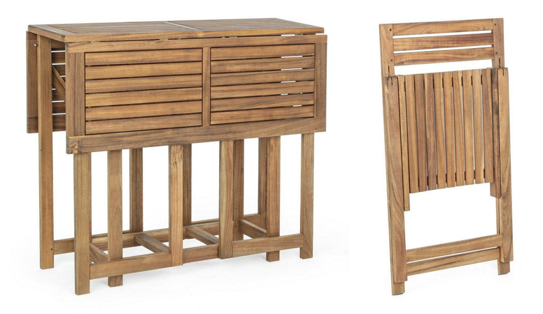 Set tavolo con 4 sedie "Noemi" in legno di acacia, finitura ad olio, per esterno