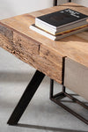 Scrivania Manchester con 2 cassetti, struttura in legno di mango ed acciaio, stile moderno, 120x60x92h