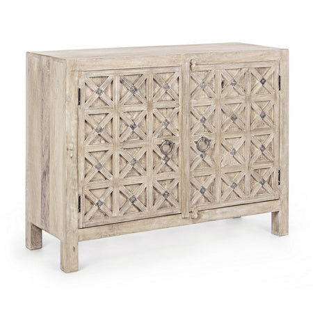 Credenza "Engrave" con struttura in legno di mango, decorazioni intarsiate, stile naturale
