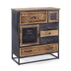 Cassettiera Rupert, 1 anta e 6 cassetti con struttura in acciaio e legno di mango, stile industriale