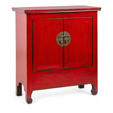 Credenza "Jinan", struttura in legno di olmo riciclato, con finitura lucida, maniglie in rame