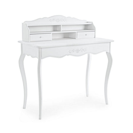 Scrittoio "Daisy" bianco, con 2 cassetti, struttura in legno, stile vintage, 100 x 45 x 103 cm