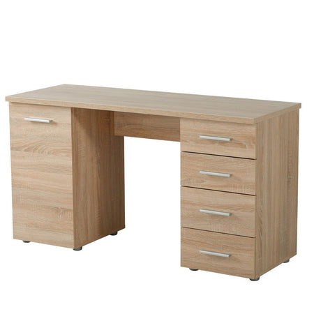 Scrivania "Greece Sonoma" con anta e cassettiera, color rovere, struttura in truciolare rivestito, 135 x 50 x 75,5 cm